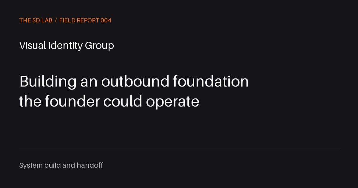 Visual Identity Group field report: building an outbound foundation the founder could operate.